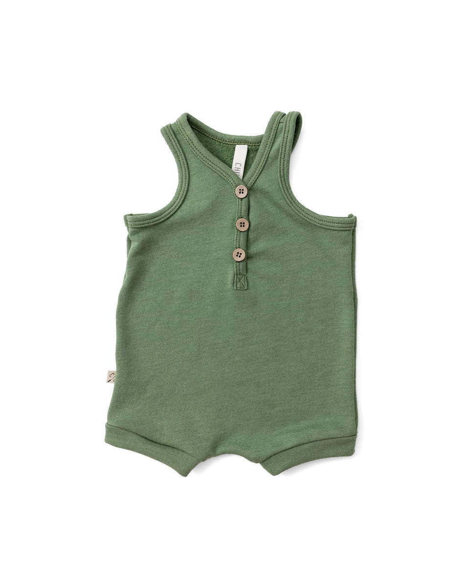 short tank romper - camp green – Childhoods Clothing