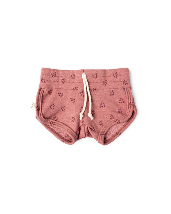 track shorts - pine cones on rosewood