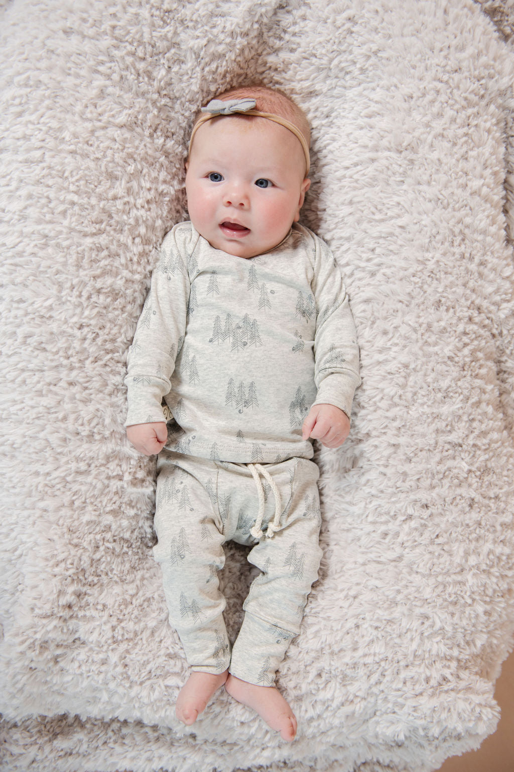 rib knit pant - trees on pearl
