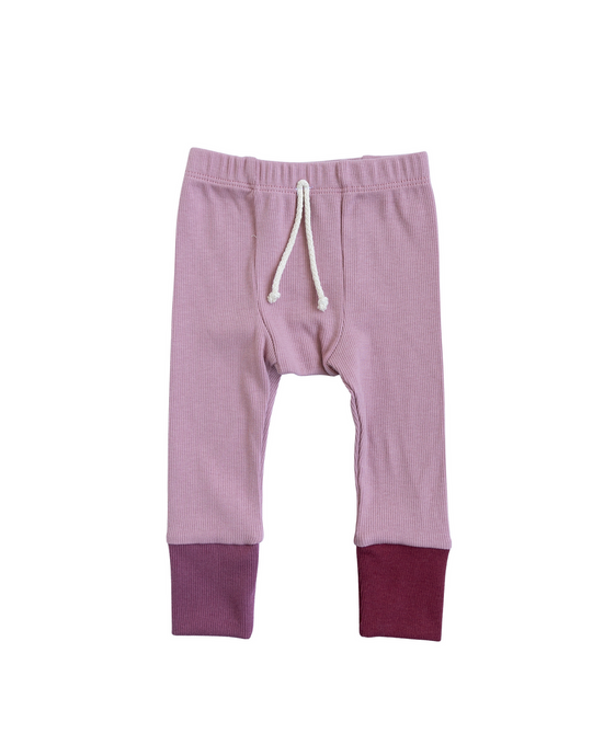rib knit pant - dew pink sangria and ruby