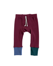 Load image into Gallery viewer, rib knit pant - ruby ink blue and spruce