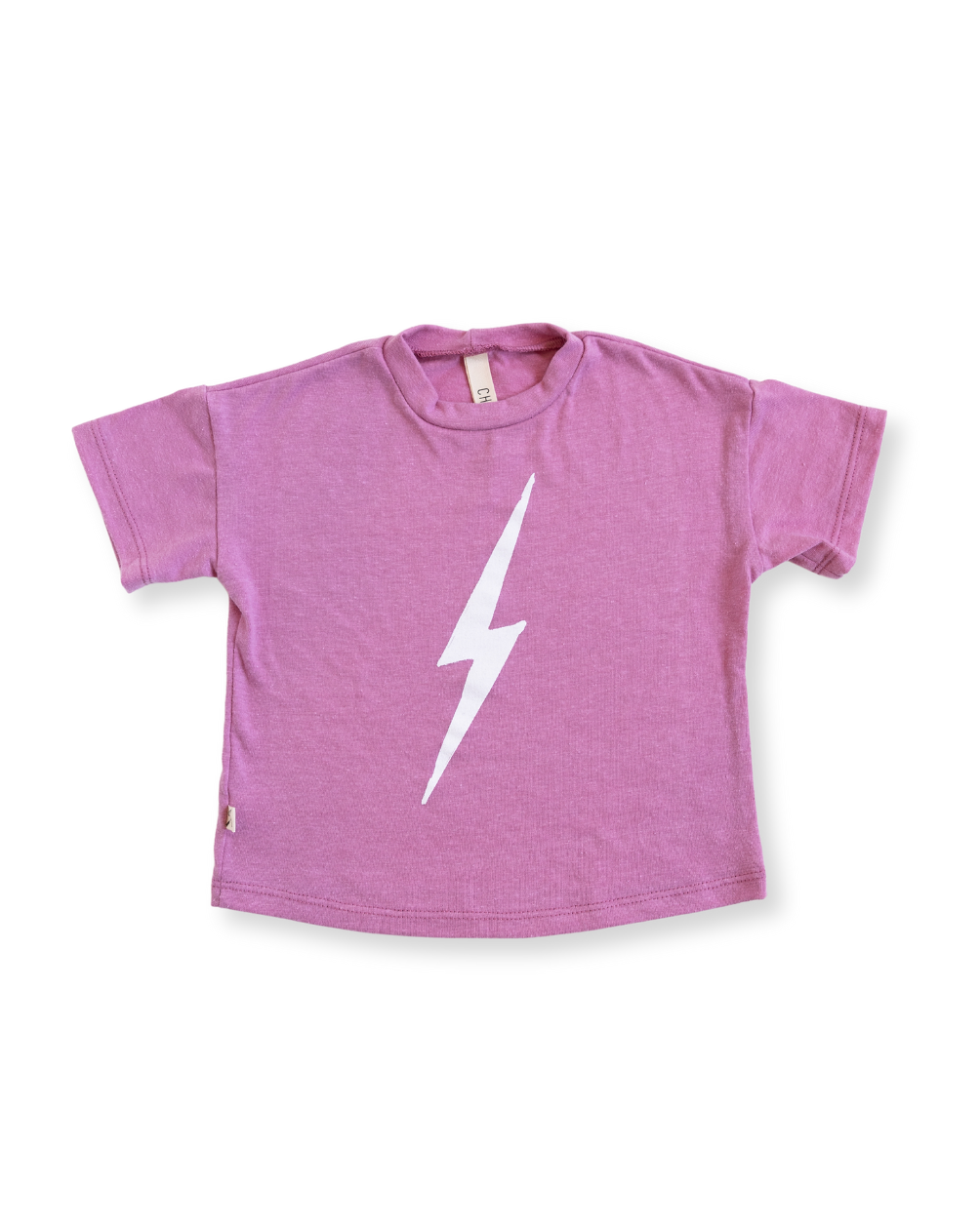 boxy tee - lightning on heather dark peony