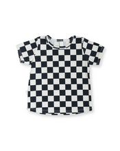 Load image into Gallery viewer, rib knit tee - black checkerboard