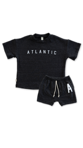 rib knit boy shorts set - atlantic on heather black