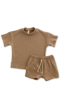 Load image into Gallery viewer, rib knit boy shorts set - kraft