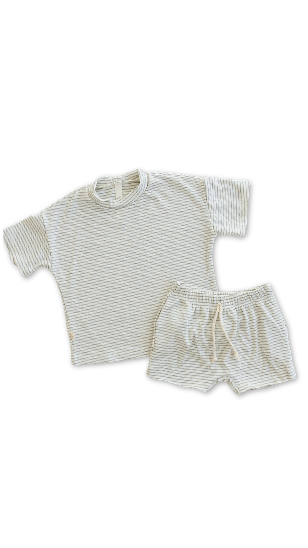 rib knit boy shorts set - fog stripe