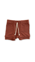 Load image into Gallery viewer, rib knit shorts - cordovan