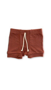 rib knit shorts - cordovan