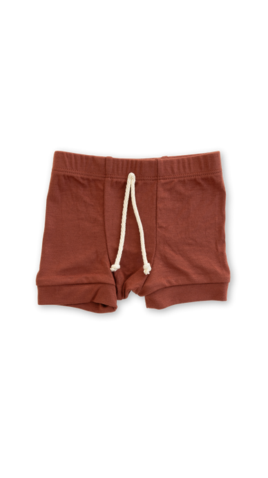 rib knit shorts - cordovan