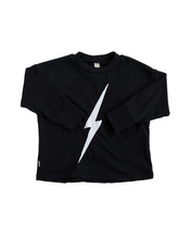 Load image into Gallery viewer, boxy long sleeve tee - lightning on black
