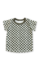 rib knit tee - painted checkerboard