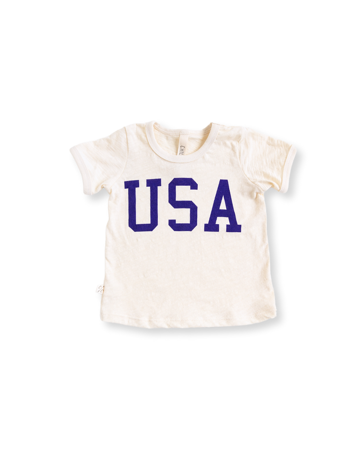 ringer tee - USA on natural