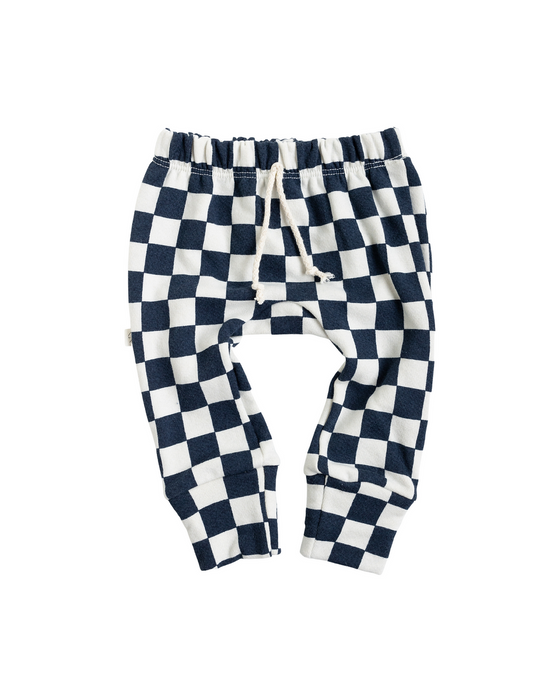 gusset pants - polo blue checkerboard