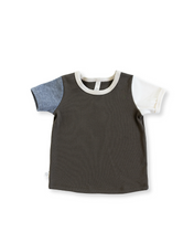 Load image into Gallery viewer, rib knit tee - dark fatigue heather gray and natural