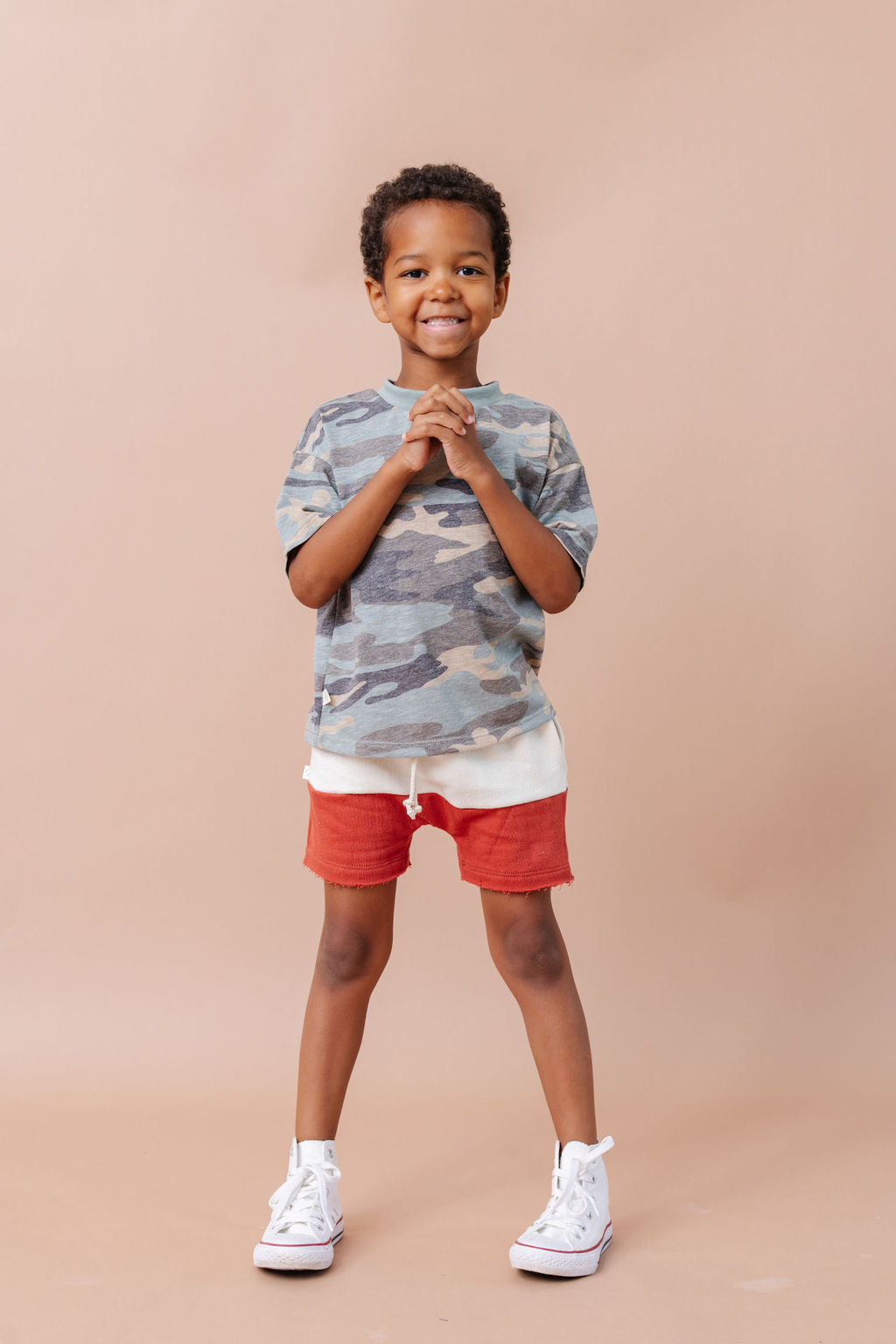 boy shorts - natural tri blend and barn red