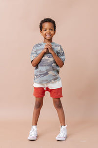 boy shorts CO- natural tri blend and barn red