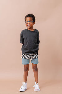 boy shorts - black stripe and rainwater