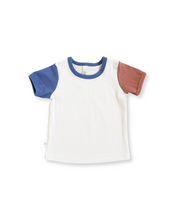 Load image into Gallery viewer, rib knit tee - natural ink blue and red rock