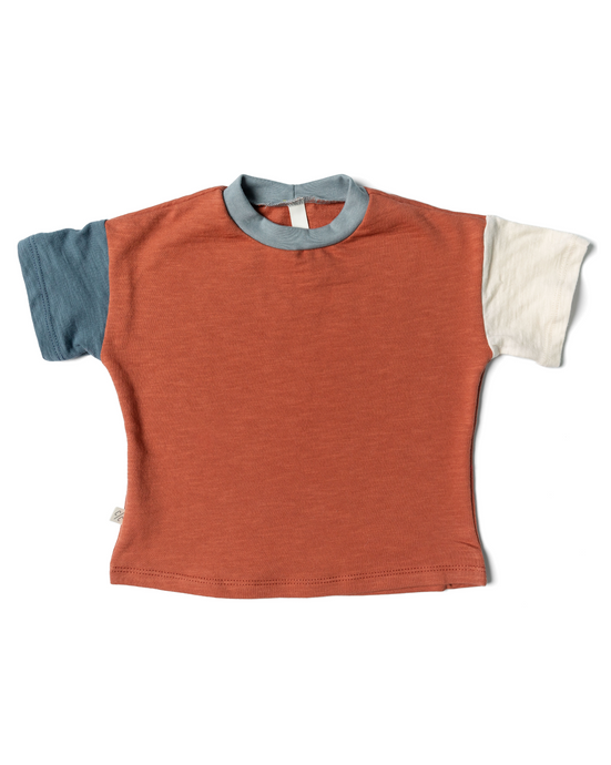 boxy tee - red rock natural and rainwater