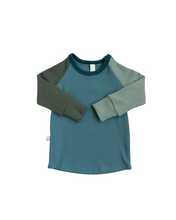 Load image into Gallery viewer, rib knit long sleeve tee - sea pine dark olive and basil