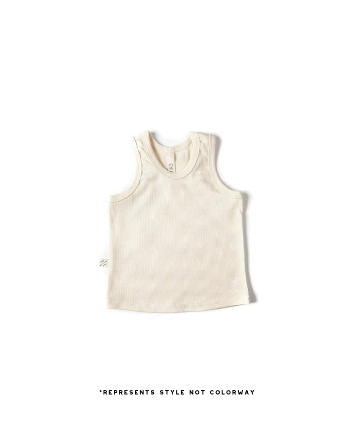 rib knit tank top PREORDER - classic bows - natural