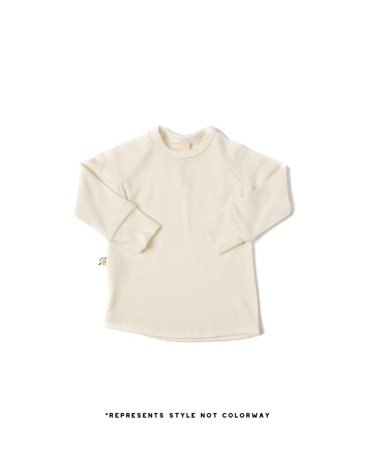 rib knit long sleeve tee PREORDER - classic bows - natural