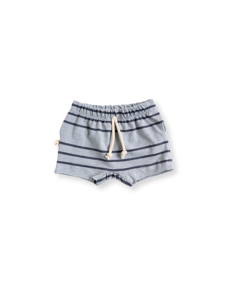 slub boy shorts - triple stripe on quarry