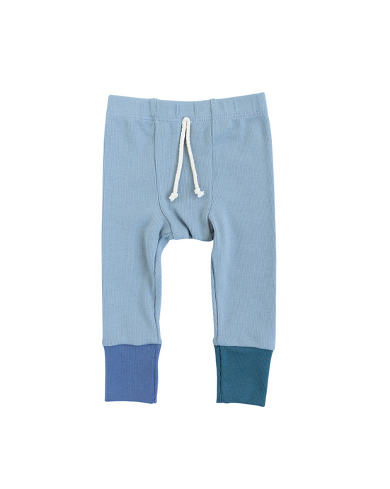 rib knit pant - whale ink blue and neptune