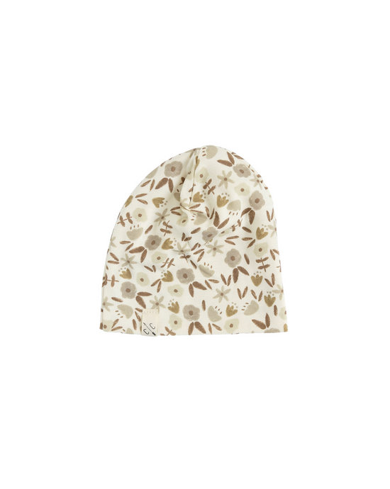 slouch beanie - neutral ditsy floral