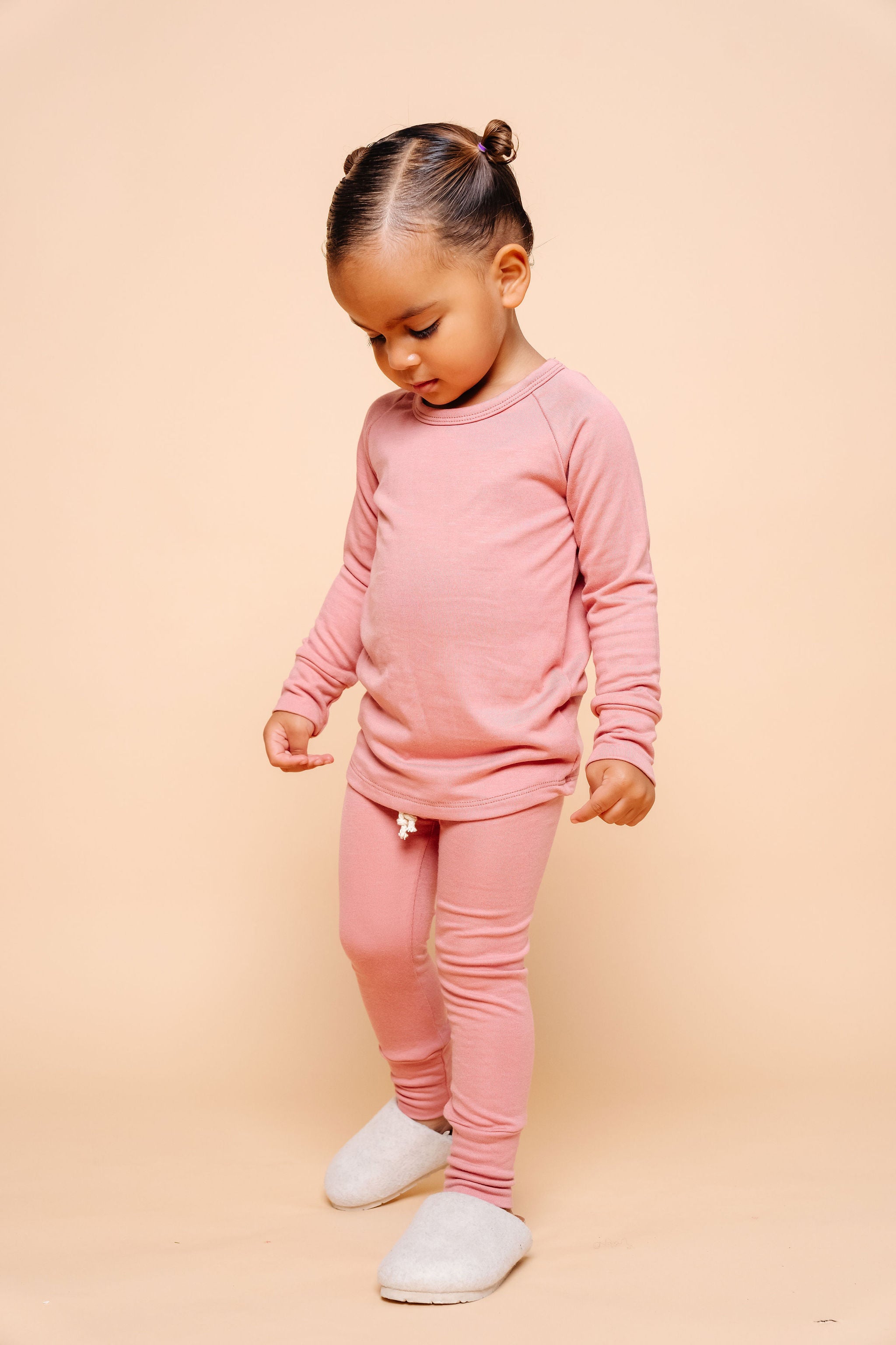 rib knit long sleeve tee - dusty rose