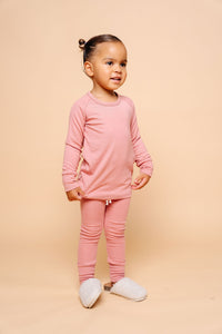 rib knit long sleeve tee - dusty rose