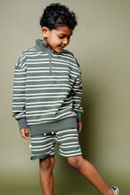 Load image into Gallery viewer, quarter zip pullover - heritage green stripe