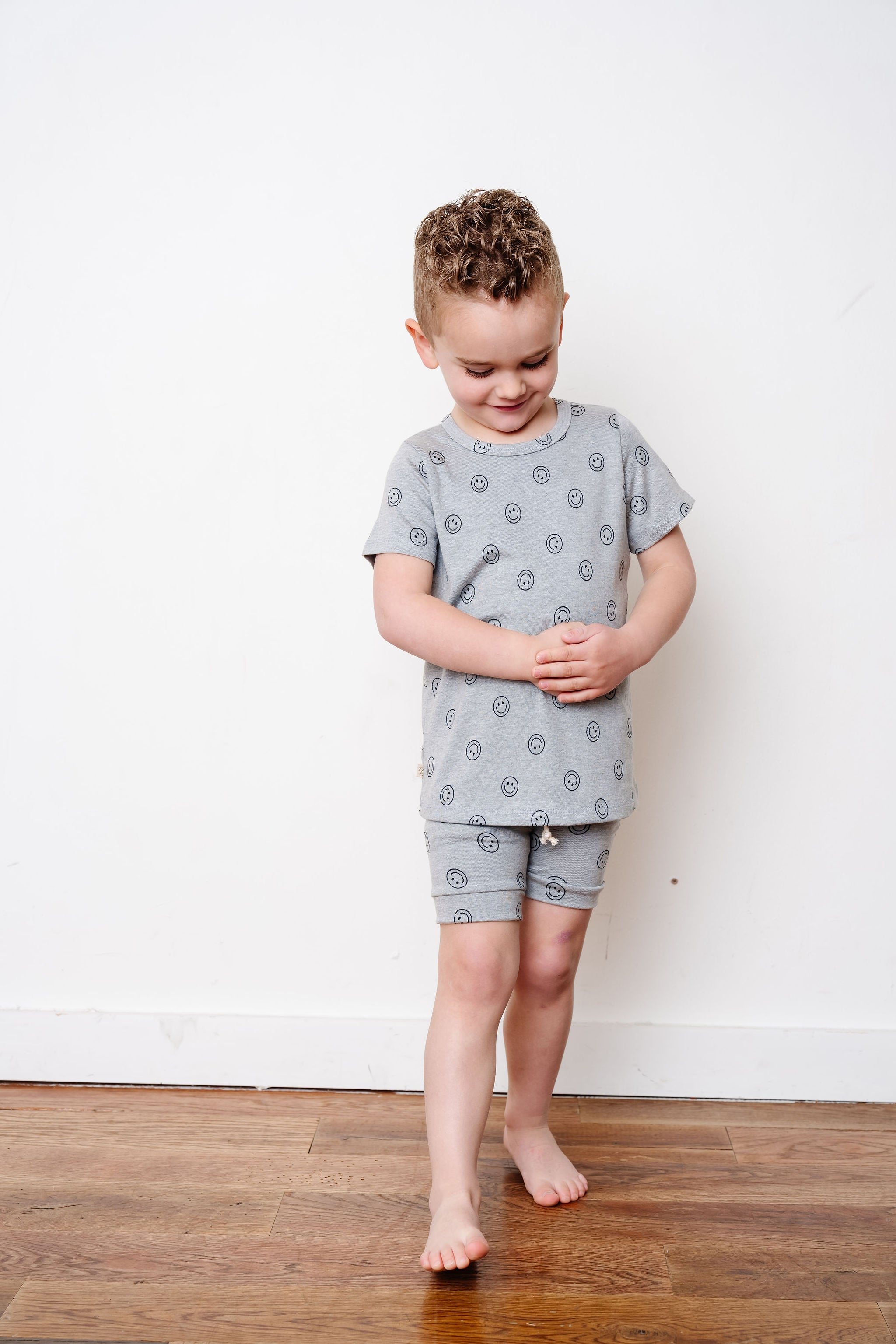 rib knit shorts - all over smile