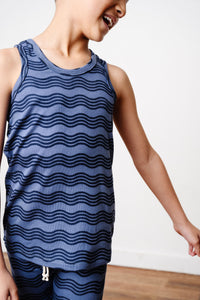 rib knit tank top - wavy lines