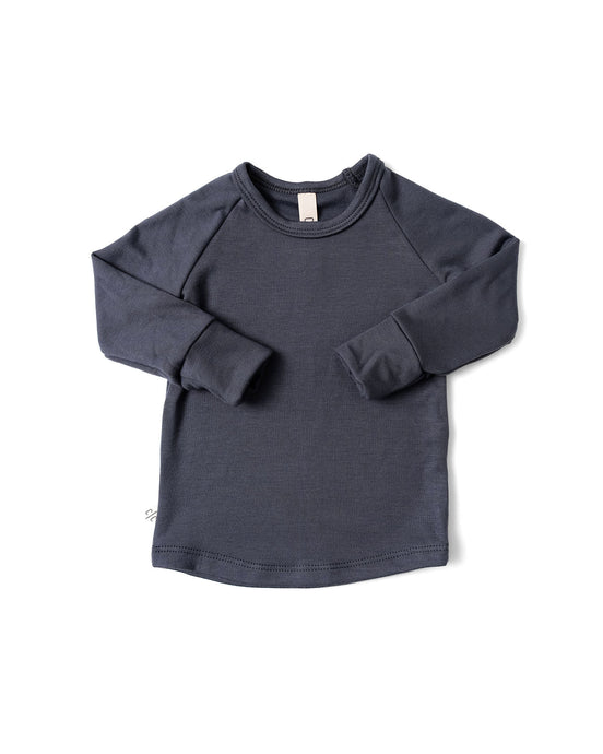 rib knit long sleeve tee - midnight blue