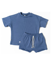 Load image into Gallery viewer, rib knit boy short set - ink blue