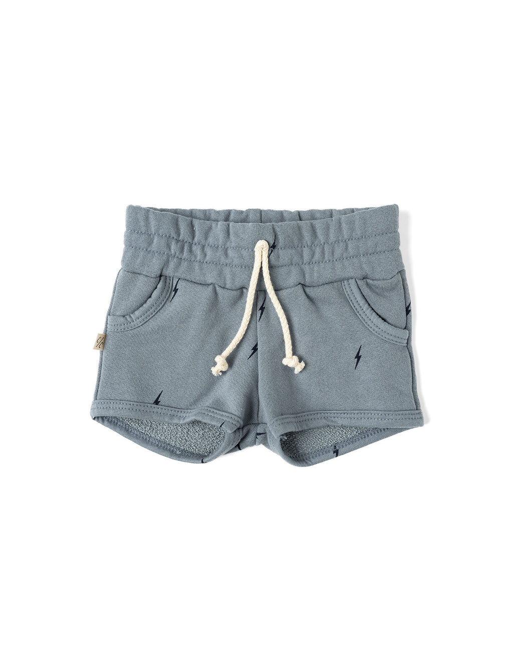 french terry retro short - bolts on mineral blue