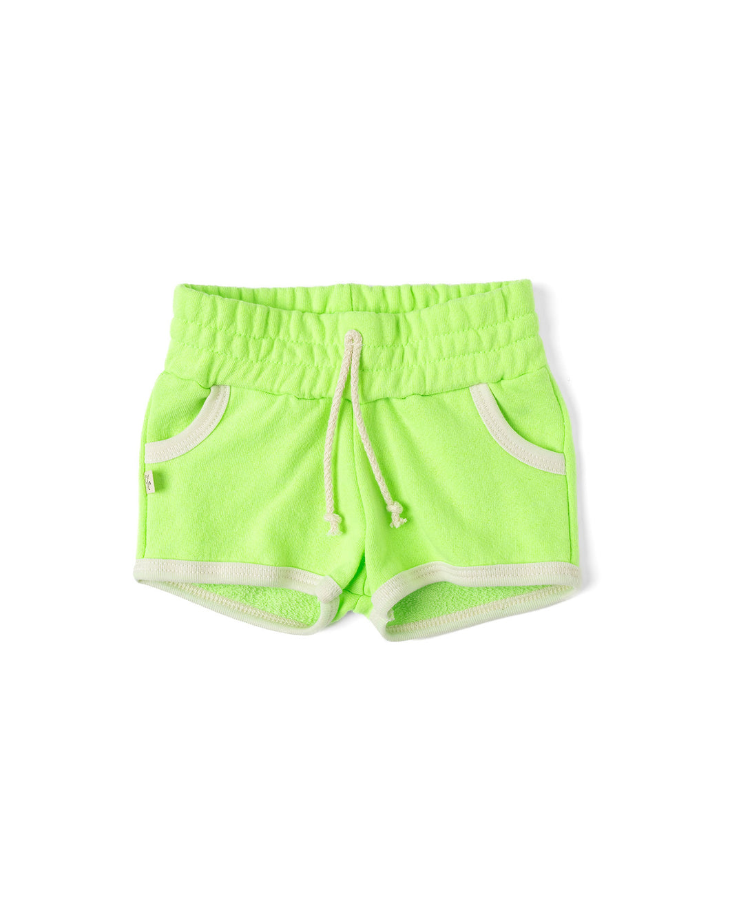 french terry retro short - neon green
