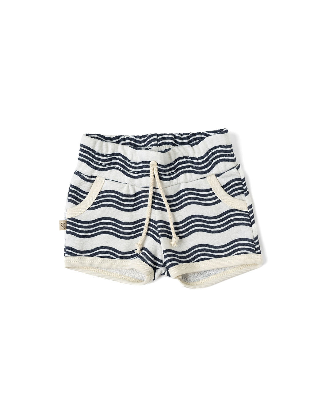 french terry retro short - wavy lines