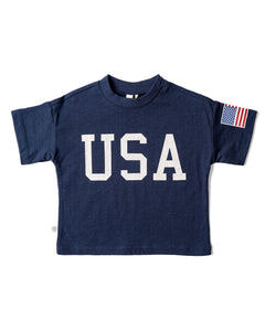 boxy tee - USA on league blue