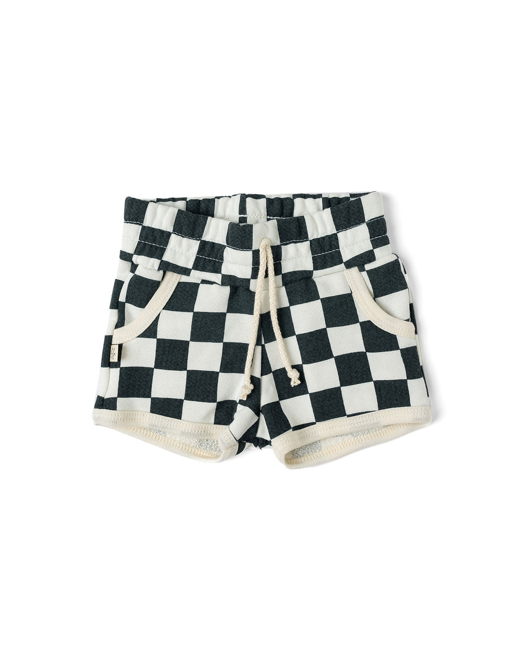 french terry retro short - jade checkerboard