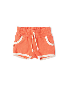 french terry retro short - living coral