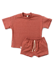 Load image into Gallery viewer, rib knit boy short set - redwood