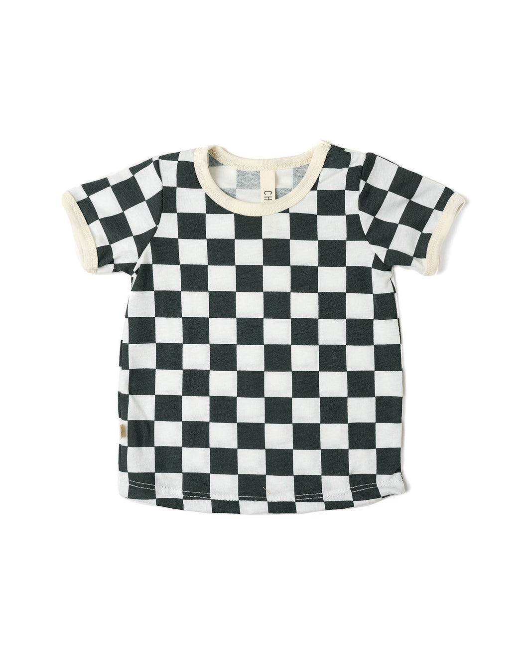 ringer tee  - jade checkerboard