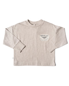 boxy long sleeve tee - crater lake - stone