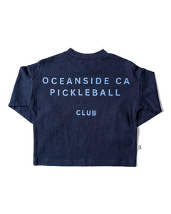 boxy long sleeve tee - pickleball club - league blue