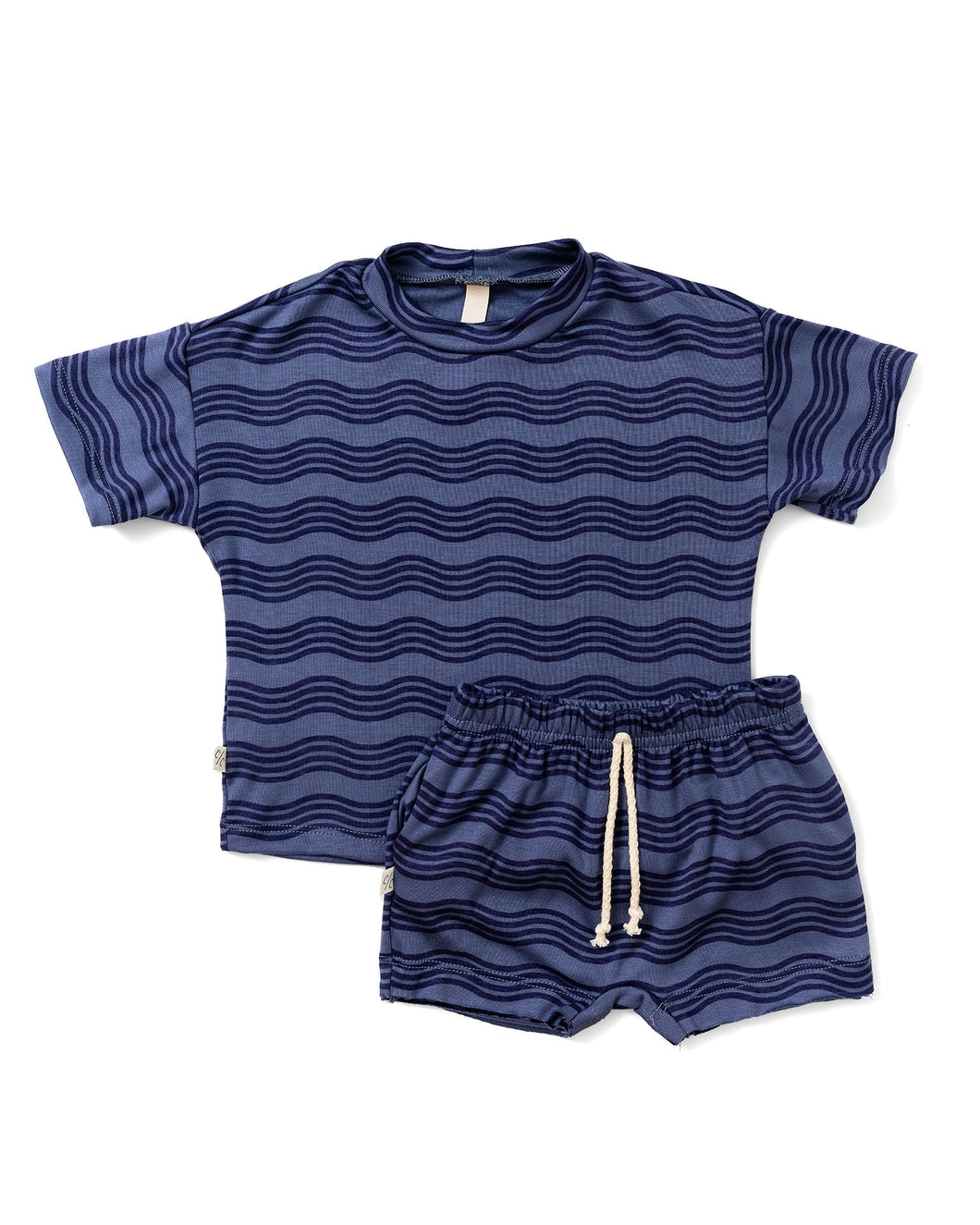 rib knit boy short set - wavy lines – Childhoods Clothing