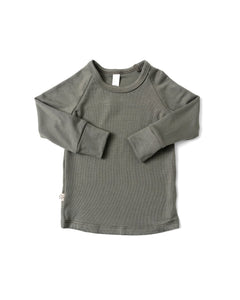 rib knit long sleeve tee - dark sage