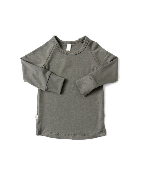 rib knit long sleeve tee - dark sage
