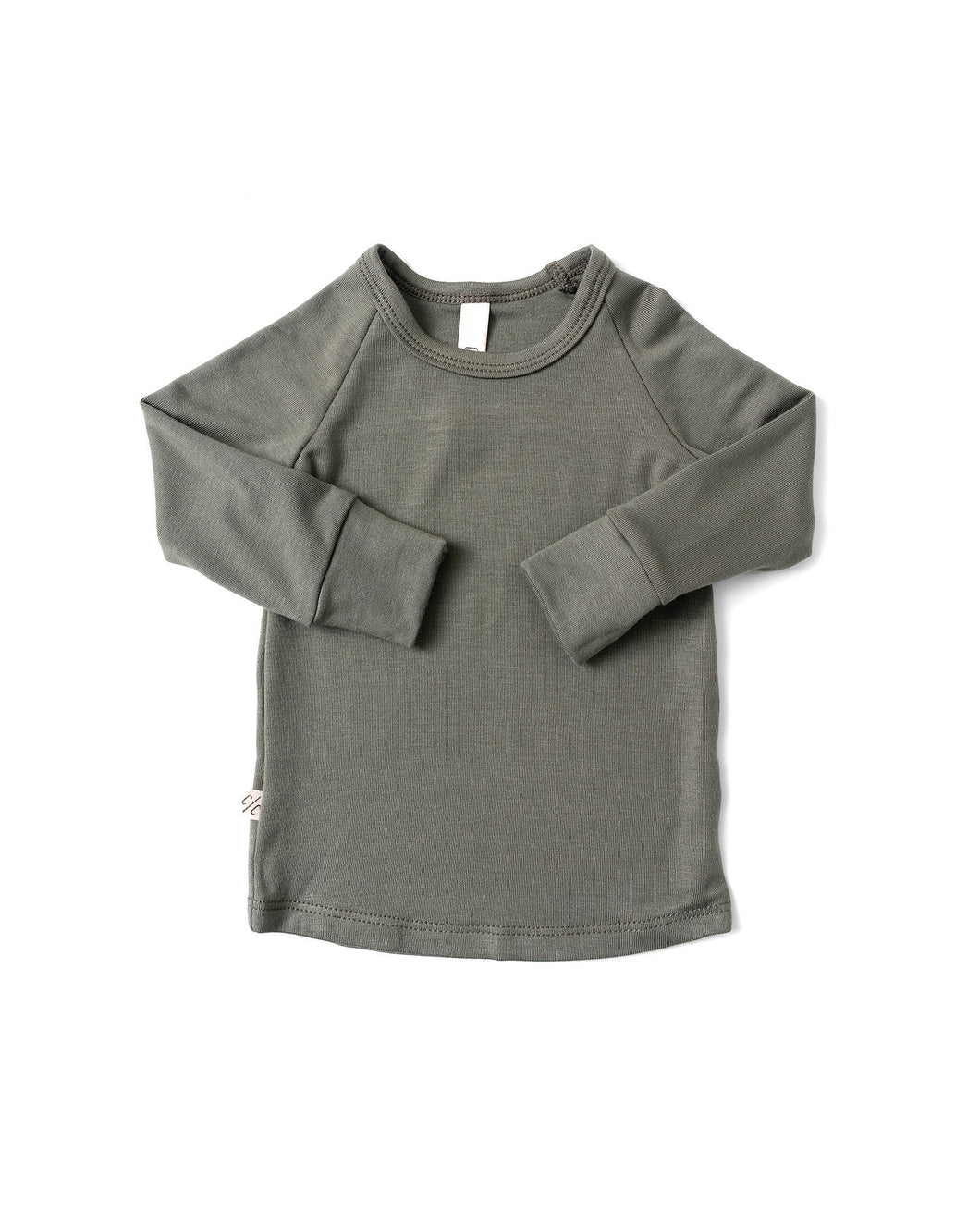 rib knit long sleeve tee - dark sage